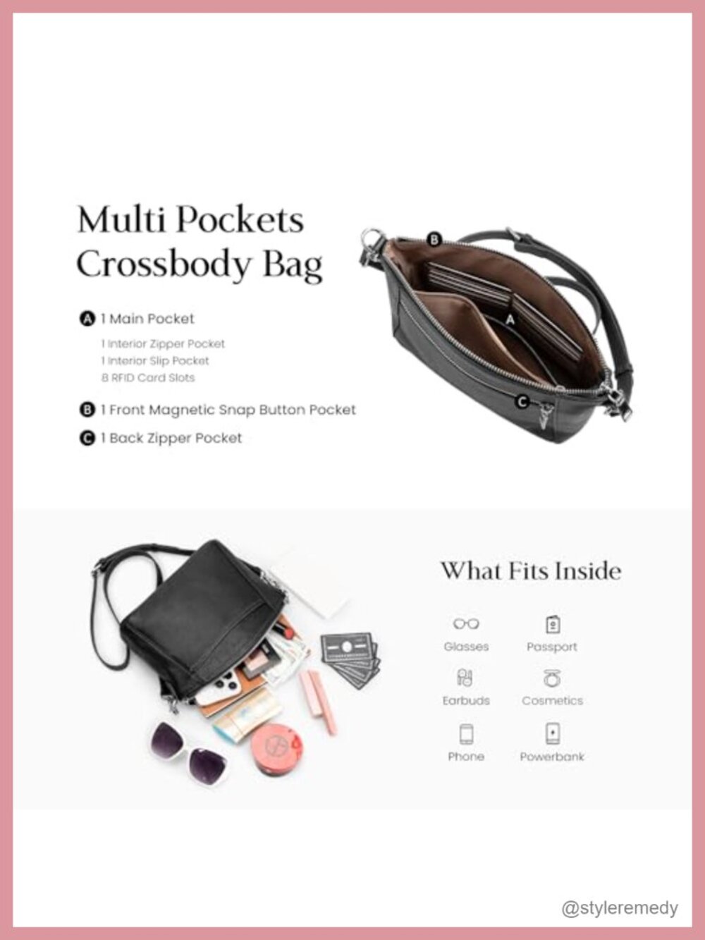 Genuine Leather Anti-Theft Small Crossbody Bag with RFID Blocking - Picture 3 of 6